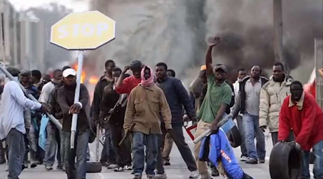 Mob of African males.
