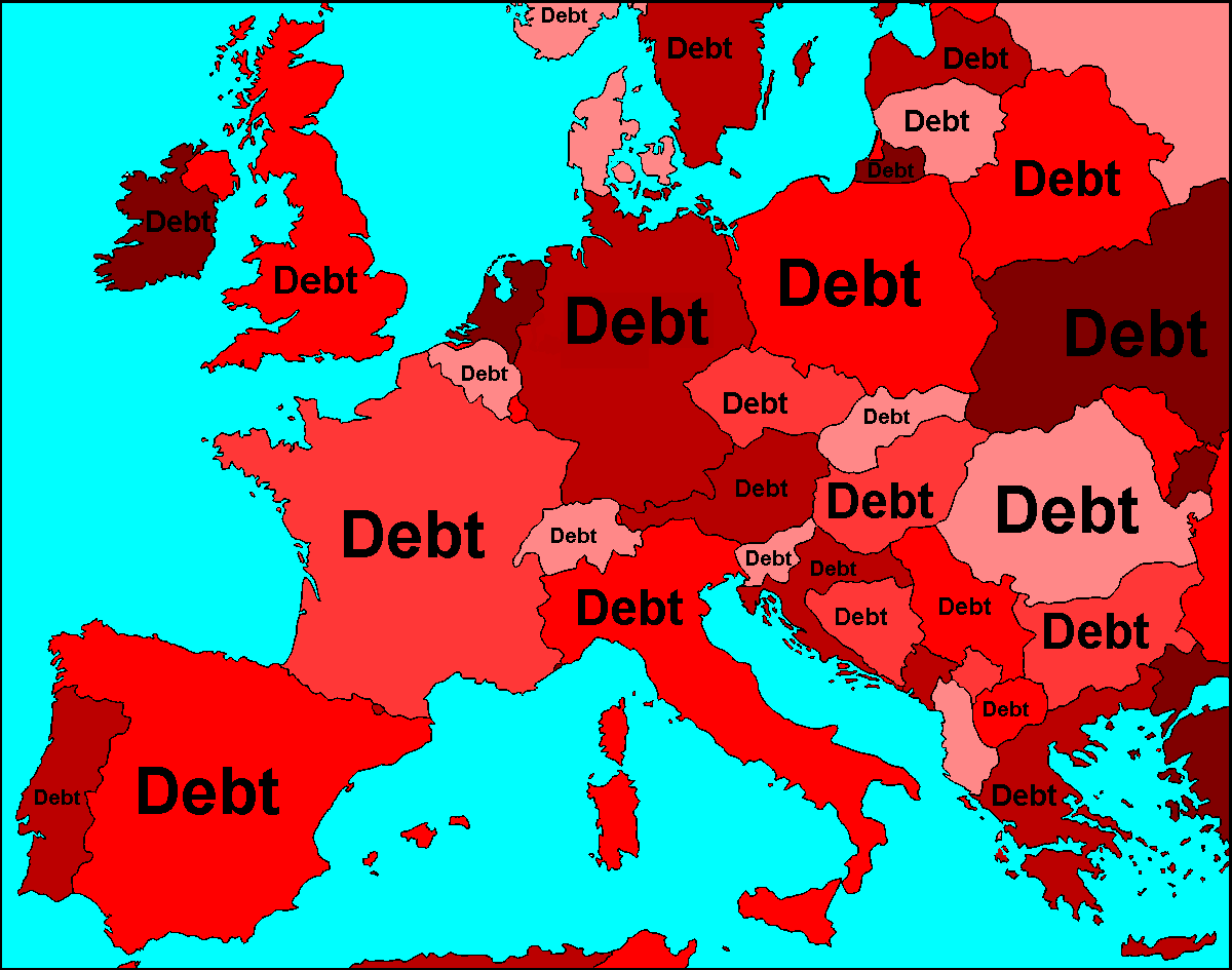map of Europe with debts. Graph by Andy Chalkley. Creative Commons Attribute