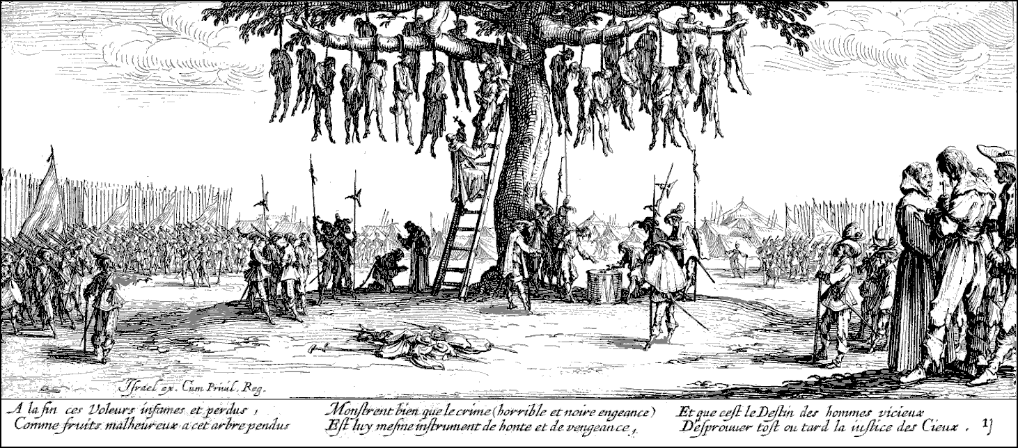 The Hanging by Jacques Callot. artgallery.nsw.gov.au Public Domain. 1 January 1632